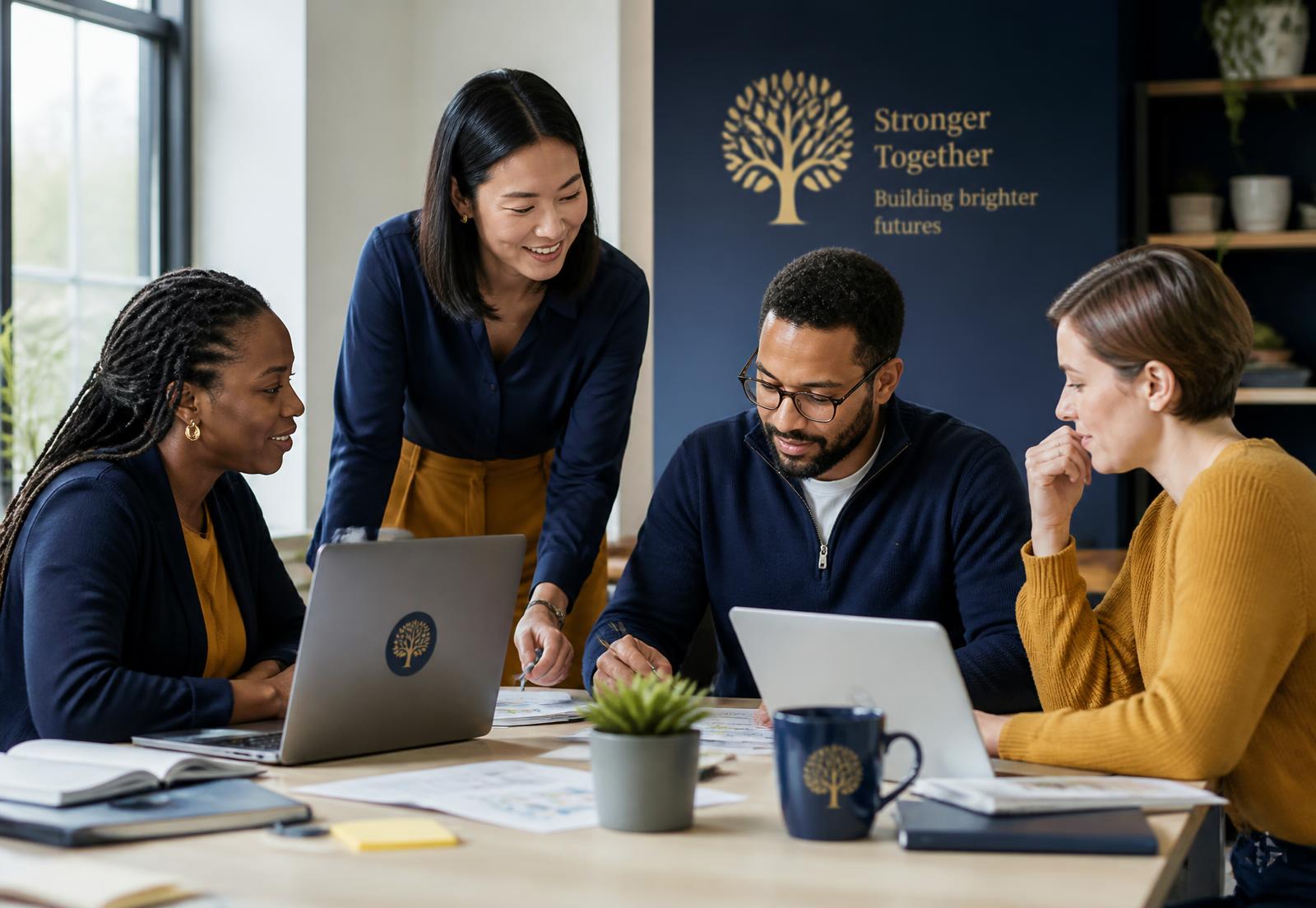 A nonprofit team reviewing grant applications together